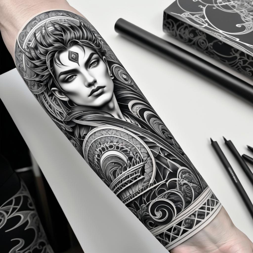 Intricate Black and White Tattoo Design