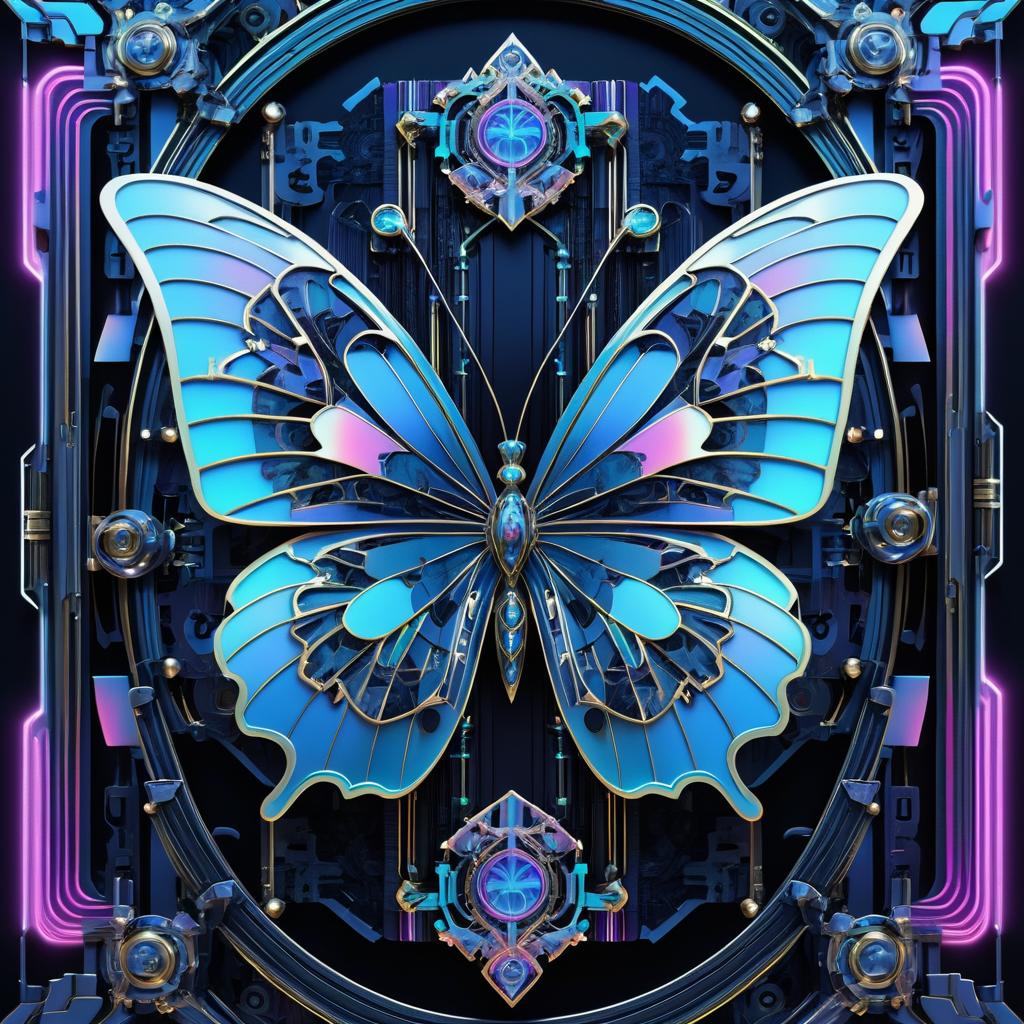 Cyberpunk Butterfly Tarot Card Design