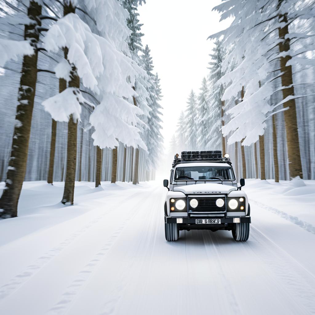 Adventurous Drive Through Snowy Landscapes