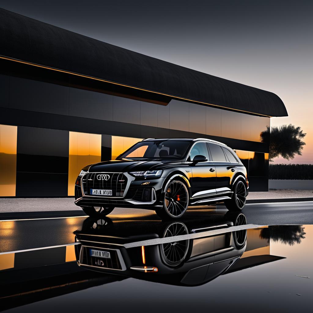 Hyper-Realistic Black Audi Q7 Photography