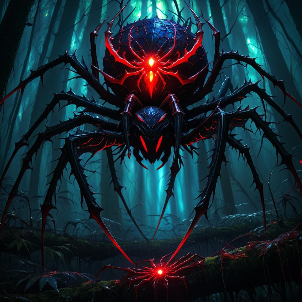 Vibrant Nightmare Spiders in Dark Fantasy