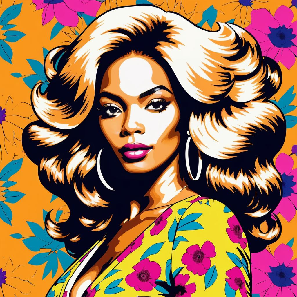 Beyoncé in Warhol Style with Flowers