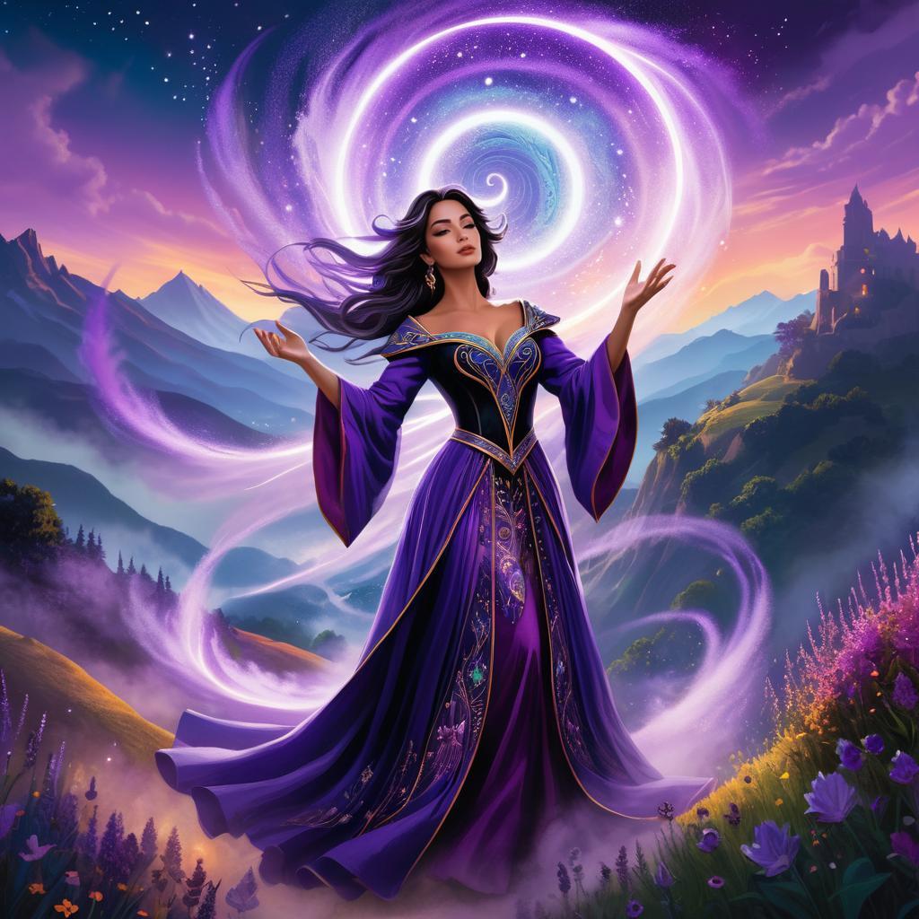 Mystical Sorceress in Cosmic Twilight