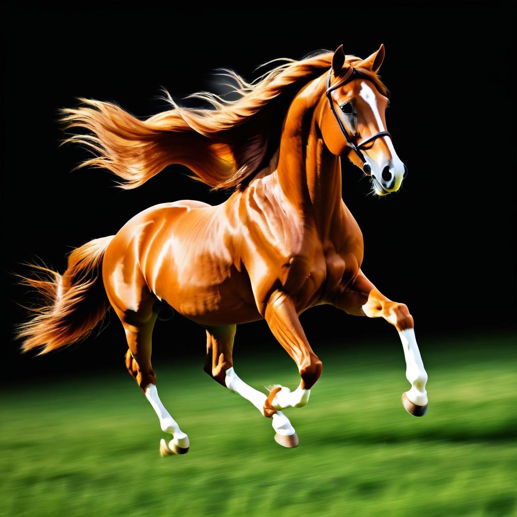 Playful Arabian Horse Galloping in Field