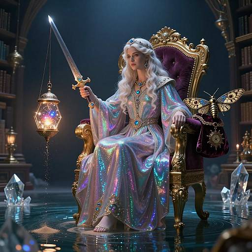 Celestial Archivist in a Floating Library