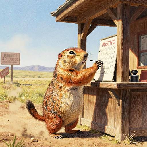 Anthropomorphic Prairie Dog Telegraph Operator