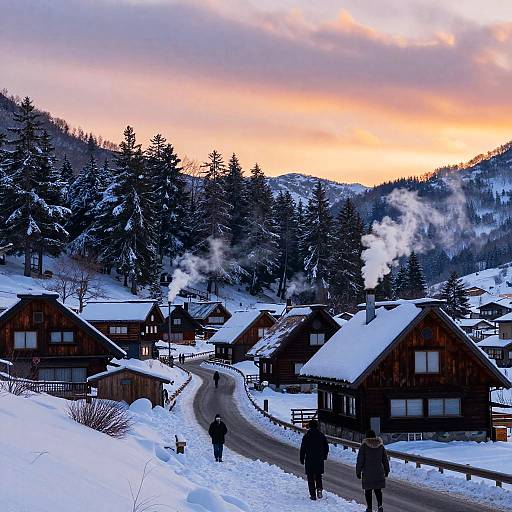 Snowy Alpine Village at Dawn