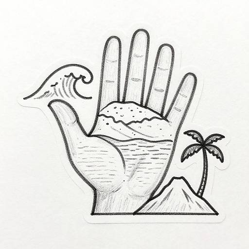 Stylized Abstract Hand Line Sticker