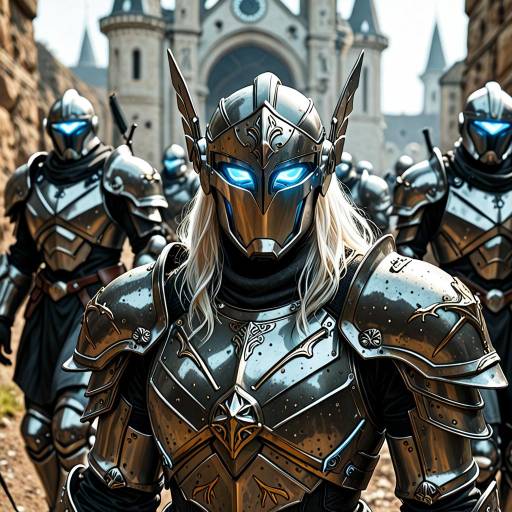 Futuristic Knights in Glowing Armor