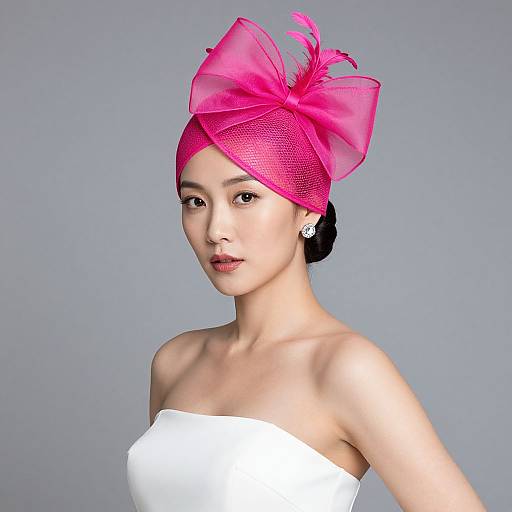 Elegant Woman in Fuchsia Cloche Hat