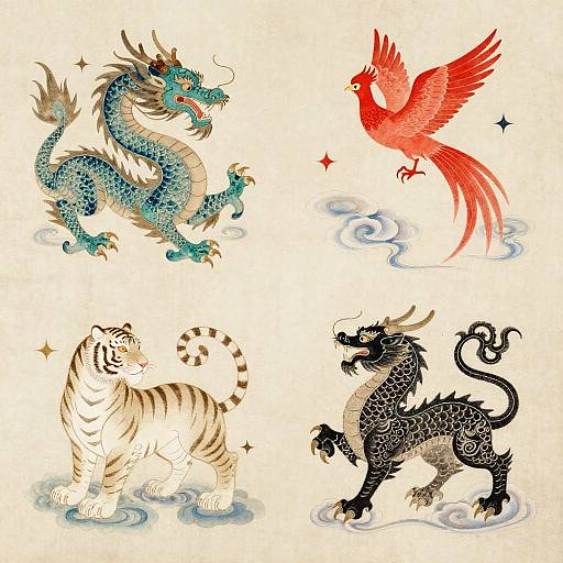 Classical Chinese Ink Painted Constellations