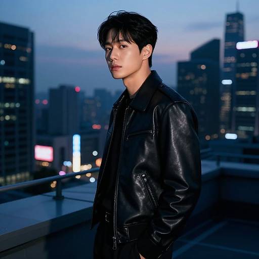 Dramatic Rooftop Scene with Korean Actor