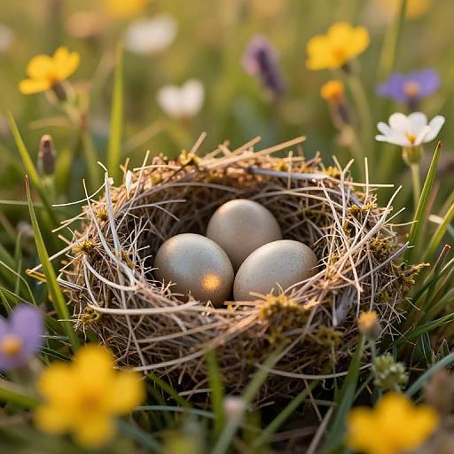 Macro View of Mossy Bird Nests