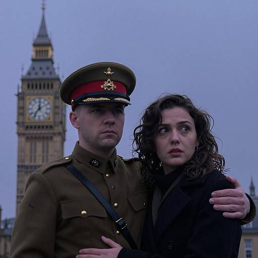 Serious Couple Under Rainy Sky