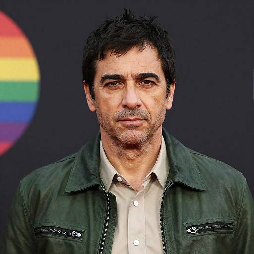 Serious Middle-Aged Man in Green Jacket