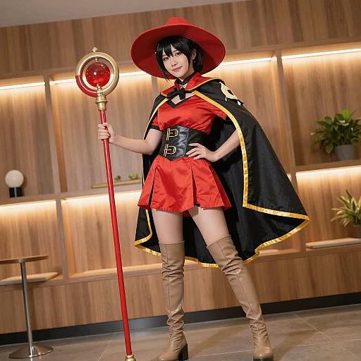 Confident Asian Woman in Vibrant Cosplay