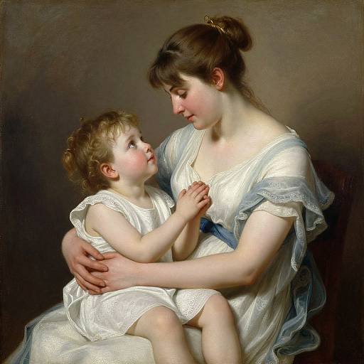 Serene Mother and Child Oil Painting