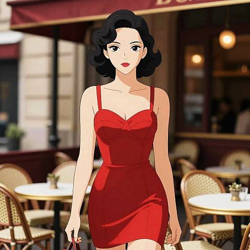 Elegant Woman at 1930s Parisian Café