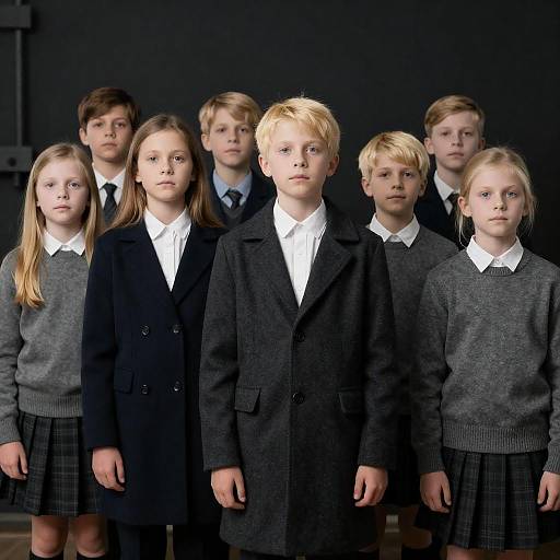 Children in Coats Against Industrial Backdrop