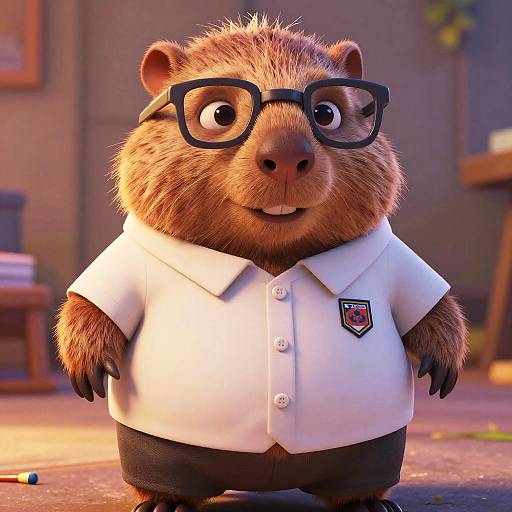 Mischievous Disney-Style Wombat Student