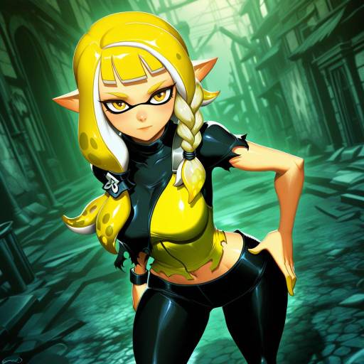 Illustration of Agent 3 (splatoon 3), splatoon (series) in the style of Genzoman