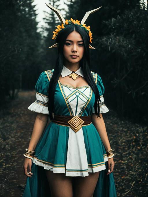 Woman Cosplaying Miriallia Haw in Forest