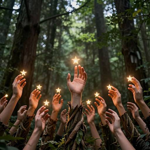 Hand Trees with Glowing Star Tips