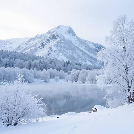 Winter Mountains with Frozen Lake