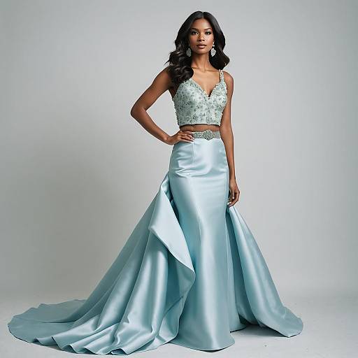 Elegant Two-Piece Icy Blue Mermaid Gown