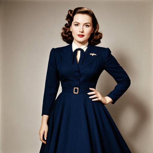 1940s Vintage Navy Dress Fashion
