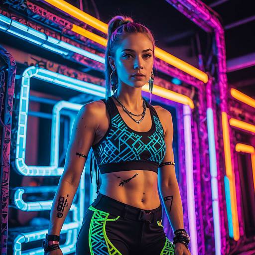 Vibrant Cyberpunk Rave in the Desert