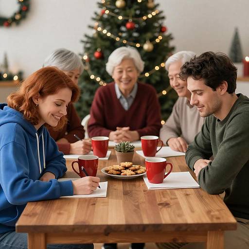 Festive Gathering Around a Christmas Table