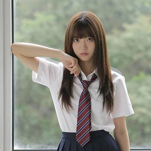 Serious Asian Woman by a Window