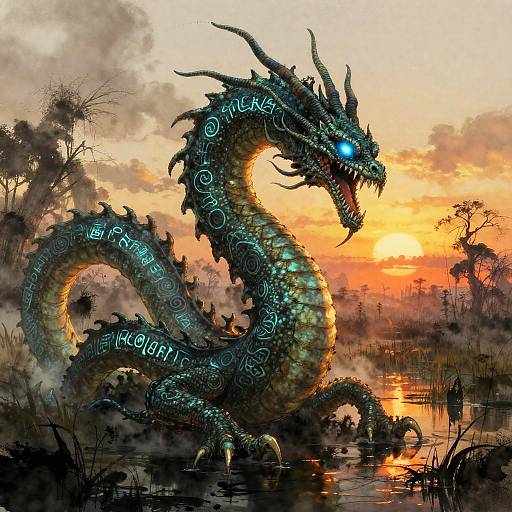 Mythic Hydra in Fiery Swamp