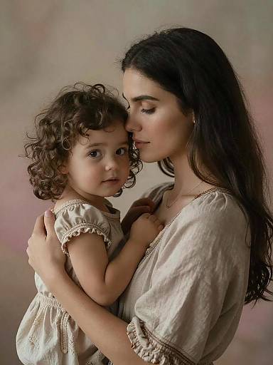 Tender Embrace of Mother and Daughter
