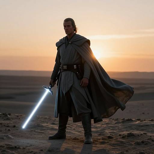 Dramatic Grey Jedi on Alien Landscape