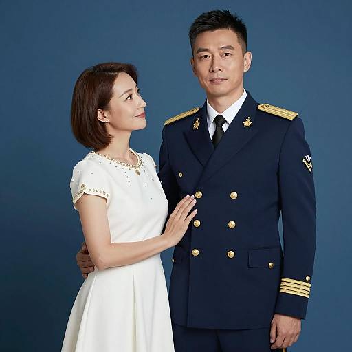 Intimate Military Portrait Against Blue