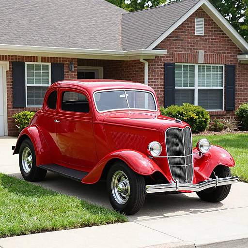 Classic 1937 Red Ford Coupe