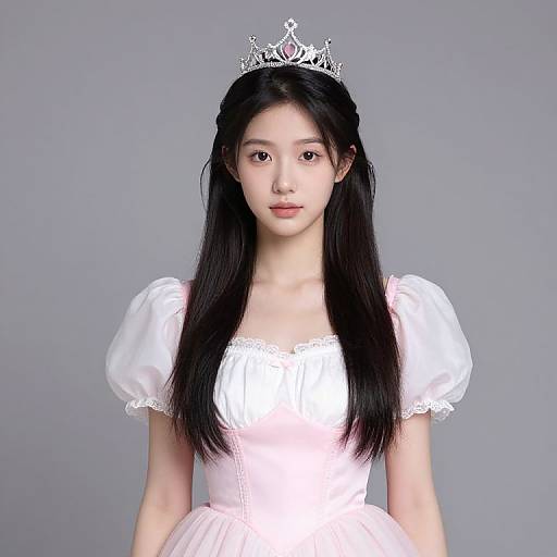 Girl with Crown in Pink Dress