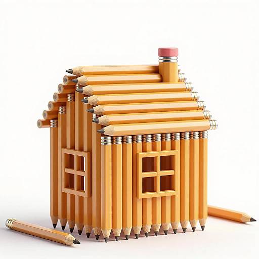 Whimsical House Crafted from Pencils