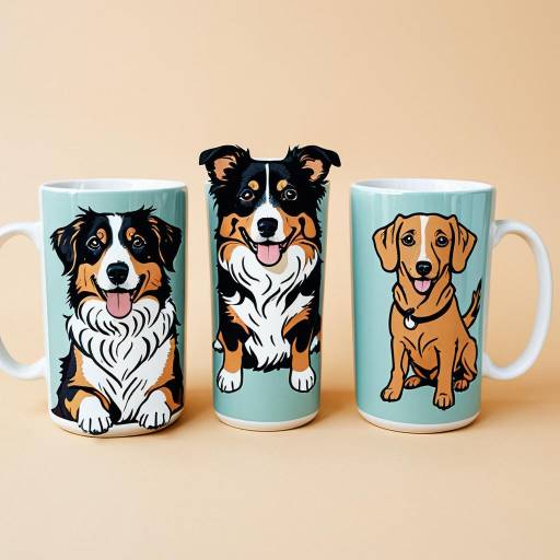 Whimsical Dog Illustration Coffee Mugs