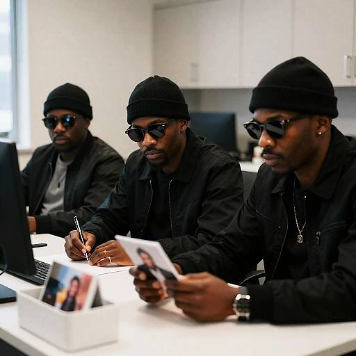 Intense Trio in a Modern Office