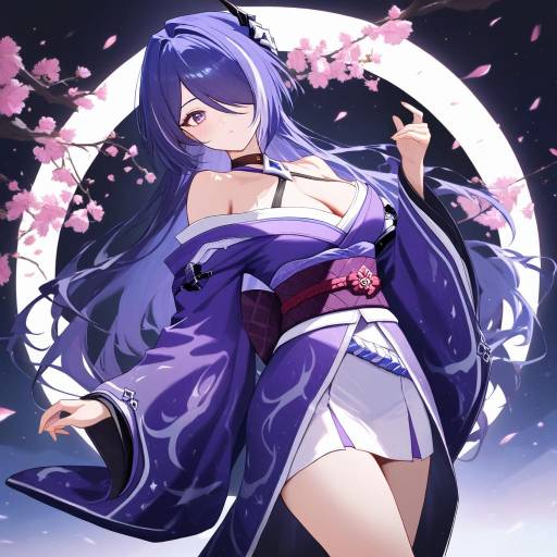 Elegant Cowgirl in Purple Kimono