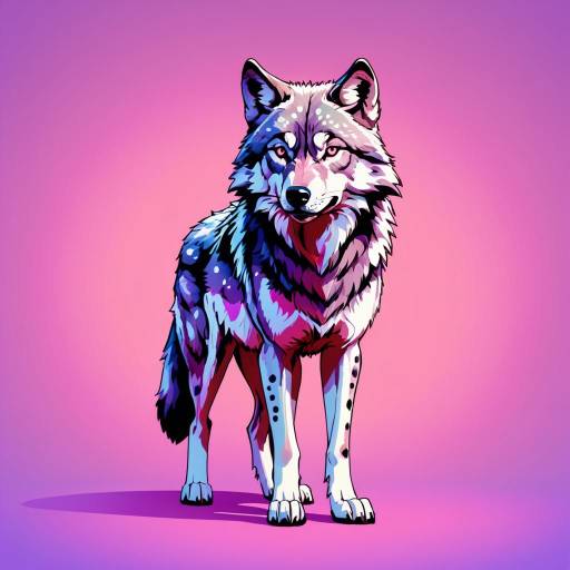 Colorful Digital Illustration of a Wolf