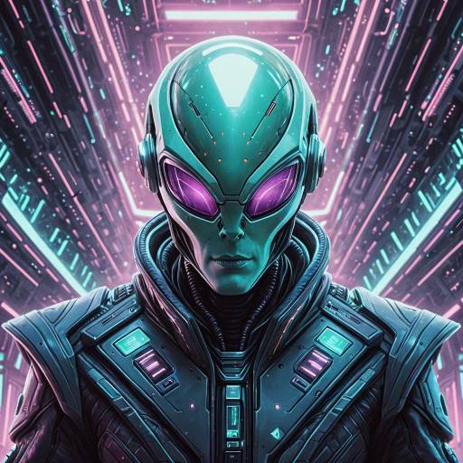 High Detail Portrait of Alien Quantum Hacker