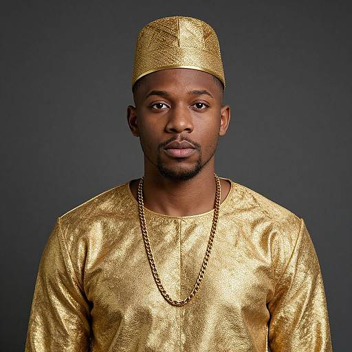 Man Dressed in All Gold Attire