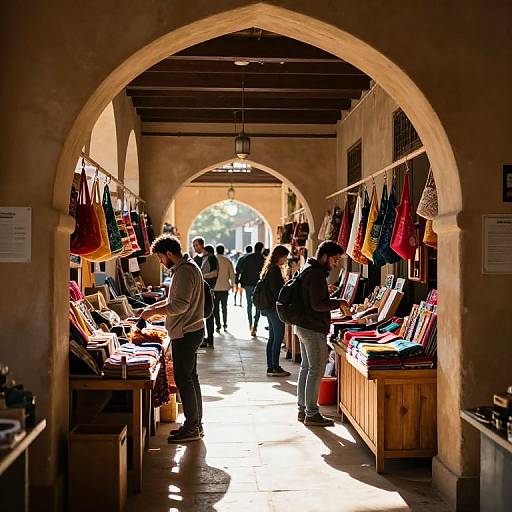 Sunlit Archway Over Indoor Market