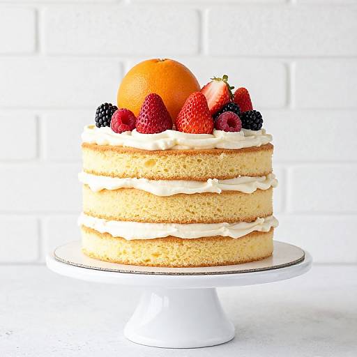 Three-Layer Lemon Cake with Fruit