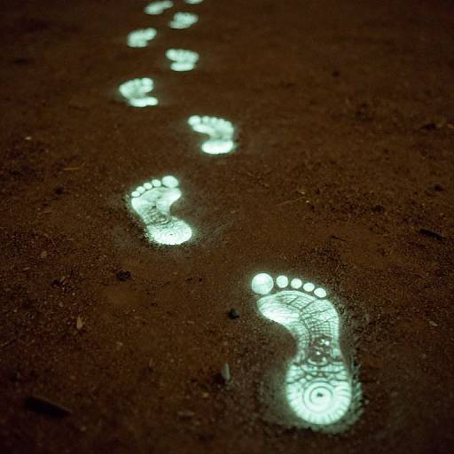 Ethereal Glowing Footprints Path