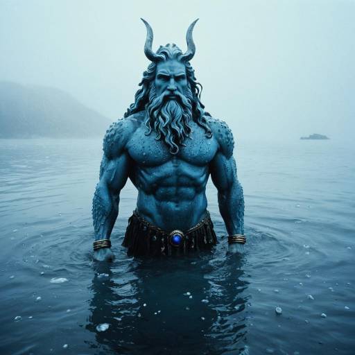 Mythical Poseidon Emerging from Water